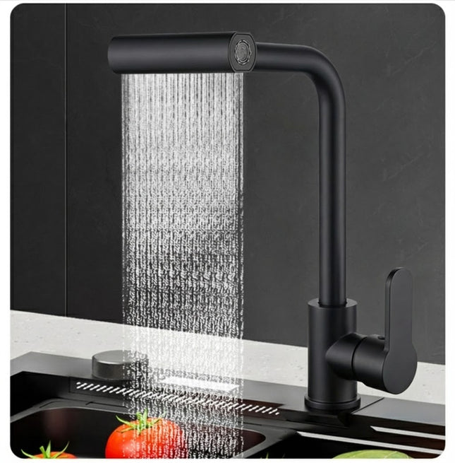 AKD Lüks Mat Siyah 360° Döner Başlıklı Akrobatik Mutfak Eviye Bataryası