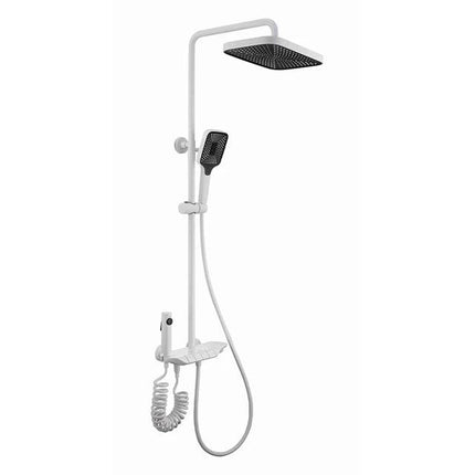 AKD Beyaz Piyano Tuşlu Lüks Robot Duş Seti - 4 Fonksiyonlu (Pirinç Gövde)