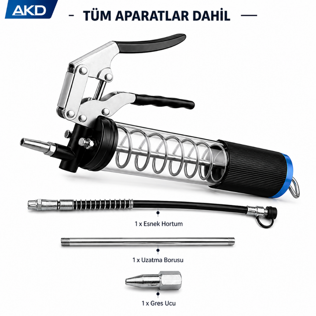 Tek Elli Gres Pompası 600 CC – AKD PRO 100 Şeffaf, Sızdırmaz Profesyonel