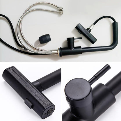 AKD Lüks Mat Siyah 360° Döner Başlıklı Akrobatik Mutfak Eviye Bataryası