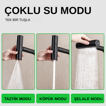 AKD Lüks Mat Siyah 360° Döner Başlıklı Akrobatik Mutfak Eviye Bataryası